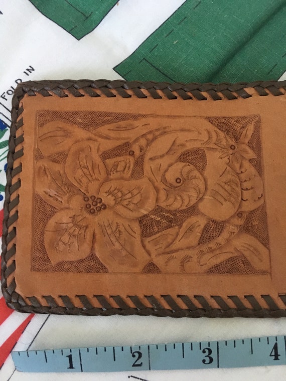 Vintage 1970's Brown Tooled Leather Wallet - image 2