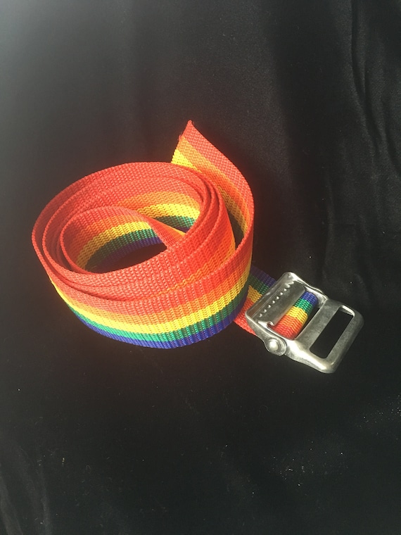 Vintage 1960's Rainbow Striped Suitcase Strap, Buc