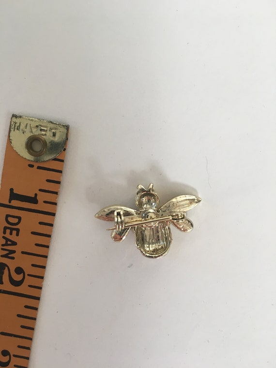 Vintage 1960s rhinestone bee / bumblebee pin / br… - image 3