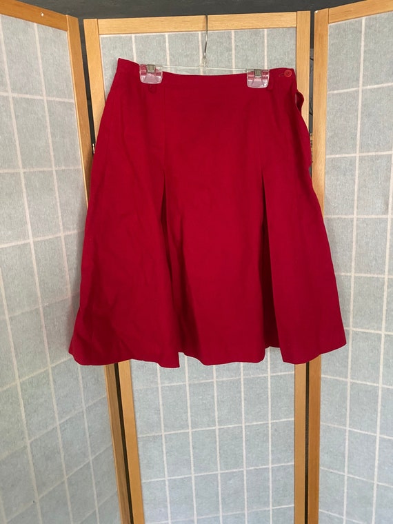 Vintage 1940’s red wool pleated skirt, Banner spo… - image 1