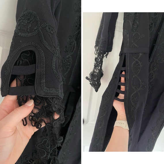 Vintage antique 1900’s black embroidered coat, si… - image 3