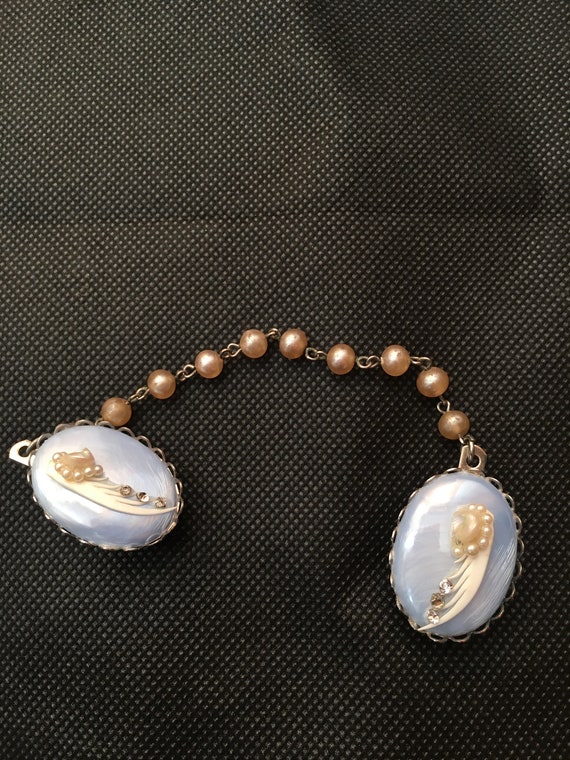 Vintage 1960's Light Blue and Silver Seashell Swea