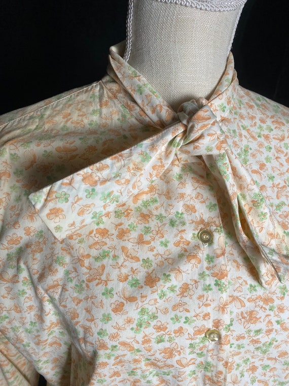 Vintage 1960’s white cotton blouse with orange an… - image 3
