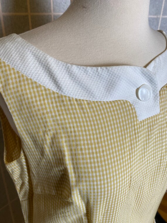 Vintage 1960’s yellow and white gingham sleeveles… - image 2