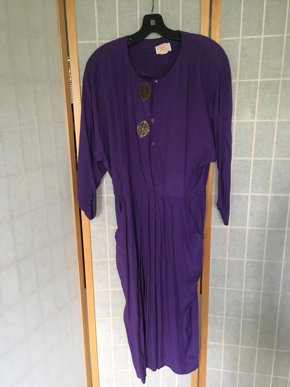 Vintage 1980's Purple Lady Carol dress, size mediu