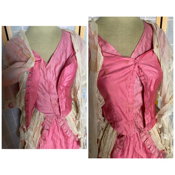 Vintage antique 1930’s does 1800’s pink, floral a… - image 5