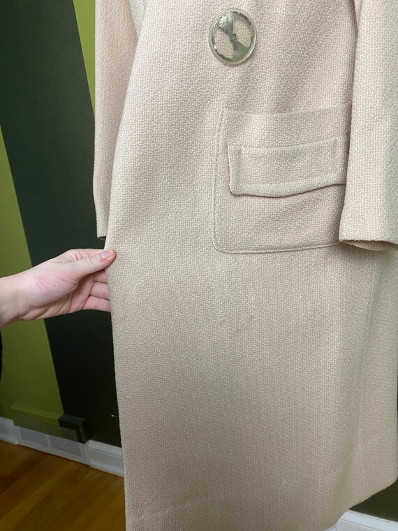 Vintage 1960’s beige tan wool coat, size medium l… - image 4