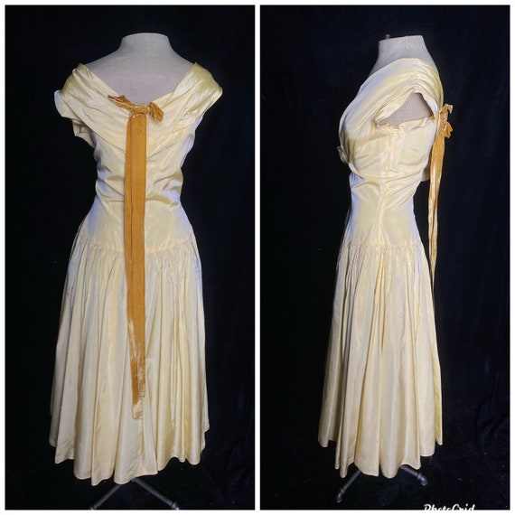 Vintage 1950’s golden yellow Emma Domb part dress… - image 6