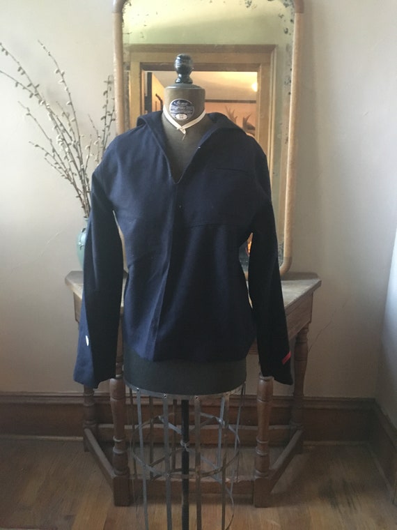 Vintage Navy Blue Wool Navy, Military Shirt