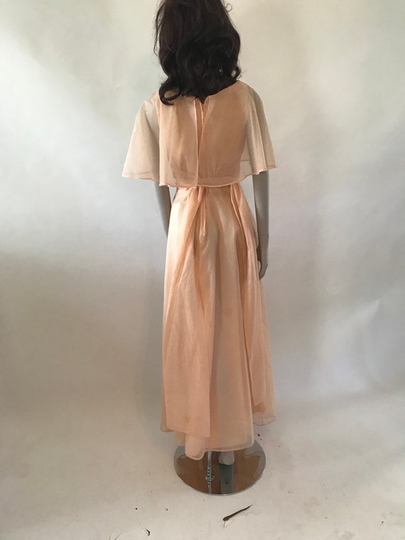 Vintage 1970s peach evening gown floor length wit… - image 4