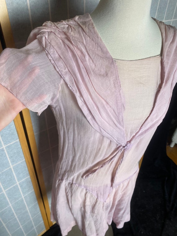 Vintage antique 1920’s sheer pink purple flapper … - image 3