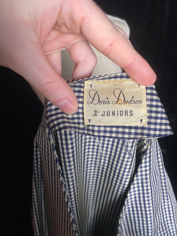 Vintage 1940’s 1950’s blue and white gingham sati… - image 9