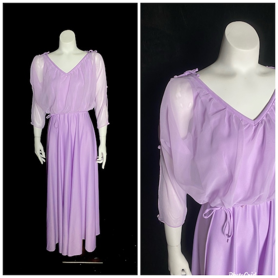 Vintage 1970’d bright lavender purple bridesmaid … - image 1
