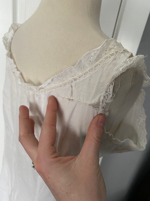 Antique 1900s white cotton nightgown, undergarmen… - image 3