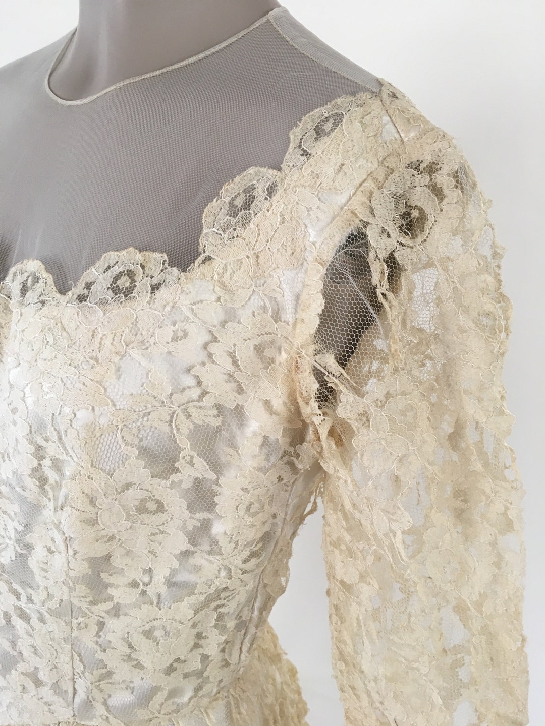 Vintage 1950's Lace and Tulle Torn up Zombie Wedding Dress Vintage 1950's Lace and Tulle Torn up Zombie Wedding Dress