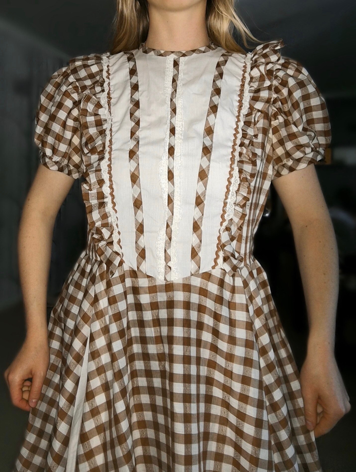 Beautiful Vintage 1970s Gingham Square Dancing Dress Size 8 / 10