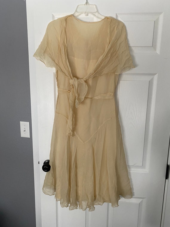 Vintage antique 1920’s 1930’s cream silk chiffon … - image 3