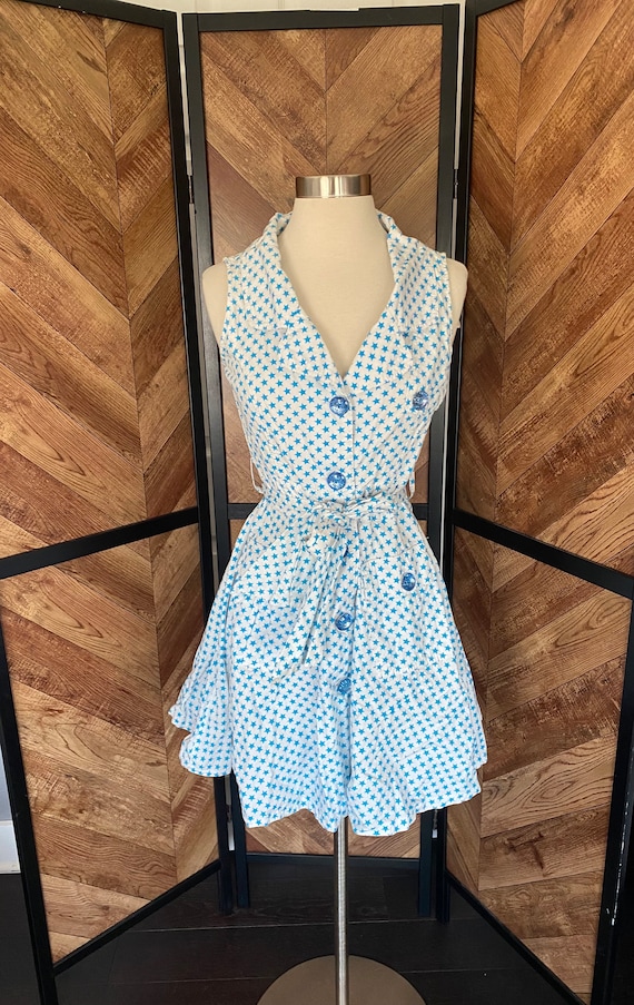 Vintage 1990’s white and blue mini dress with spar