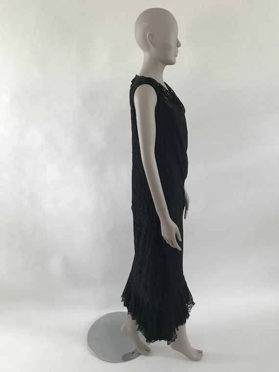 Vintage Late 1920s Early 1930s Black Lace Dress w… - image 5