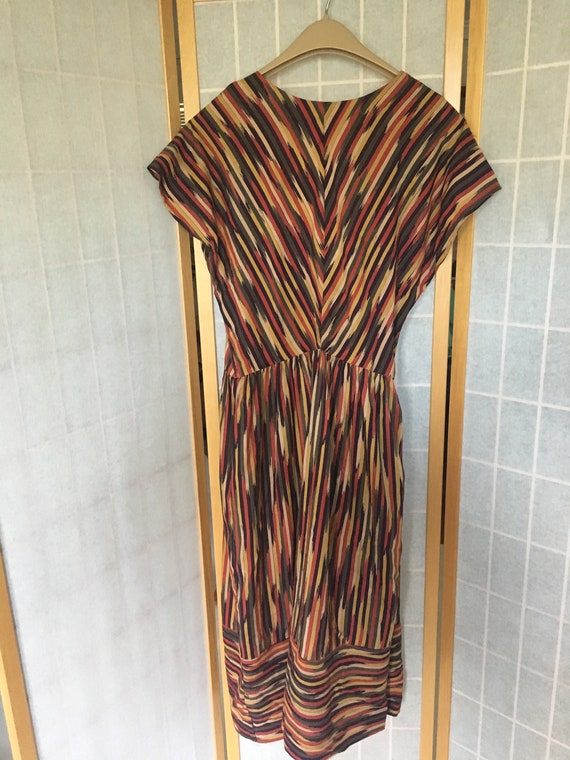 Vintage 1950's Rainbow Colorful Stripe Day Dress,… - image 6