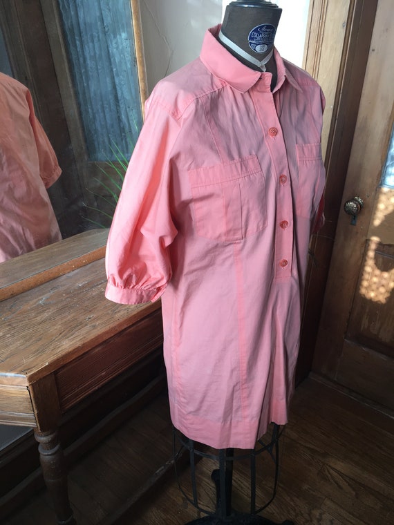 Vintage 1980's Peach T-Shirt Dress, Safari Dress … - image 2