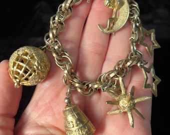 Vintage 1960s space themed charm bracelet