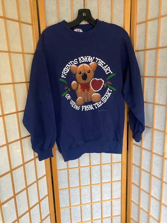 Vintage 1980’s 1990’s blue crewneck sweatshirt wi… - image 1