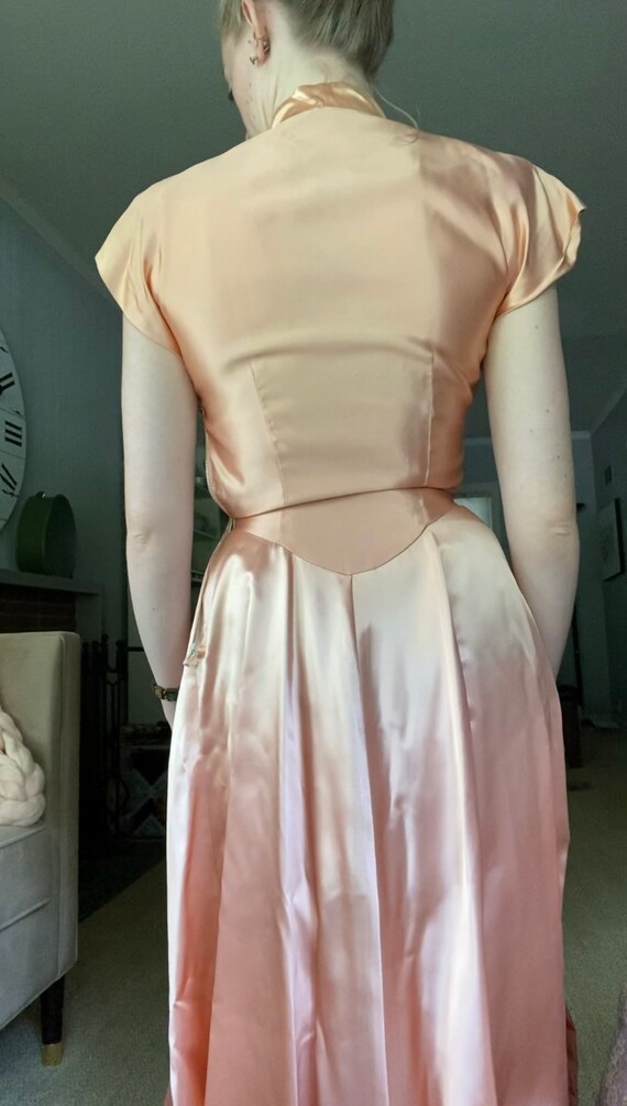 Vintage 1940’s pink satin fitted formal princess … - image 8