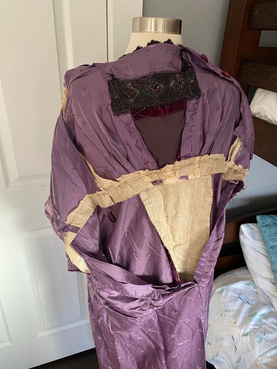 Fabulous antique 1900s 1910s purple silk dress wi… - image 9