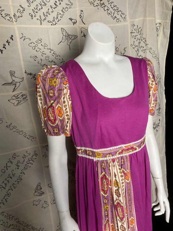 Vintage 1970’s bright purple and orange peasant d… - image 2