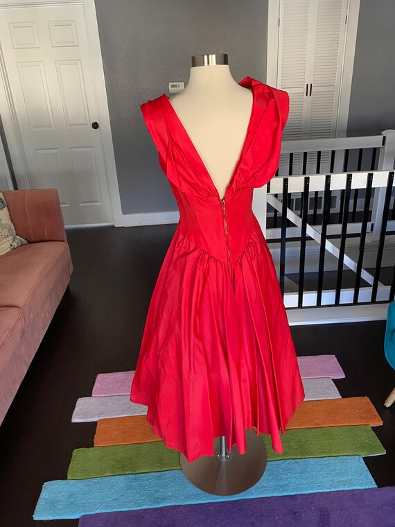 1950s Shiny Red Party Dress