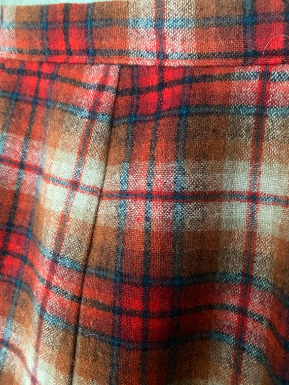 Vintage 1970’s red blue and brown plaid wool skirt - image 3