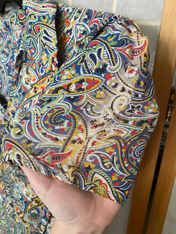 Vintage 1940's Colorful Paisley Short Sleeve Blou… - image 5