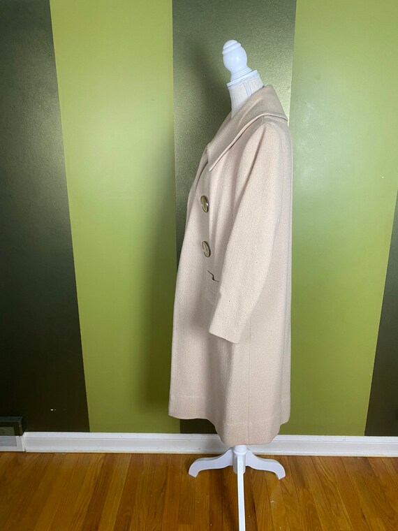 Vintage 1960’s beige tan wool coat, size medium l… - image 6