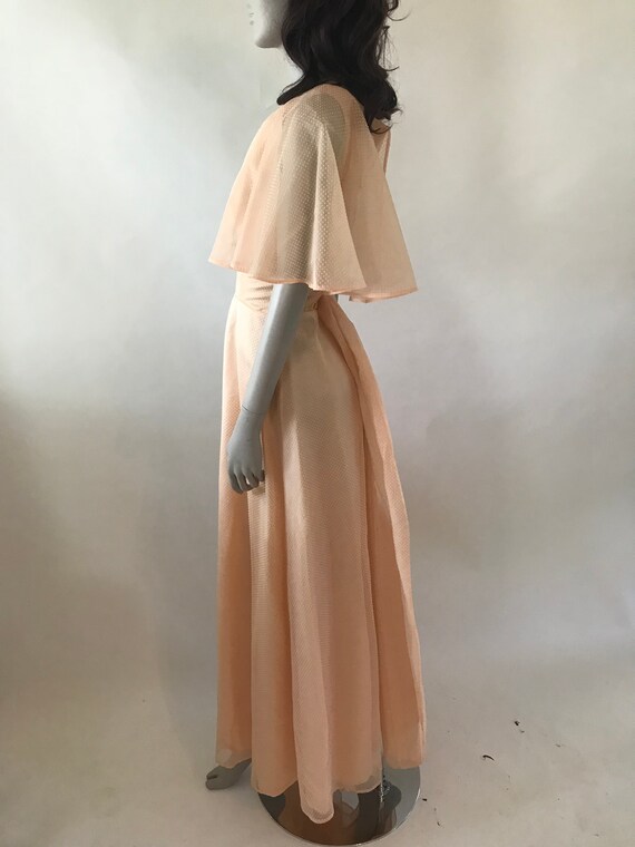 Vintage 1970s peach evening gown floor length wit… - image 3