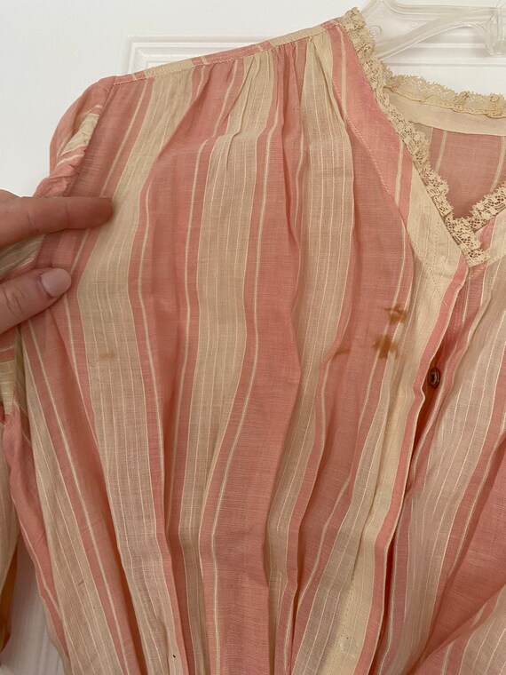 Antique 1900s pink and white cotton stripe dress … - image 9