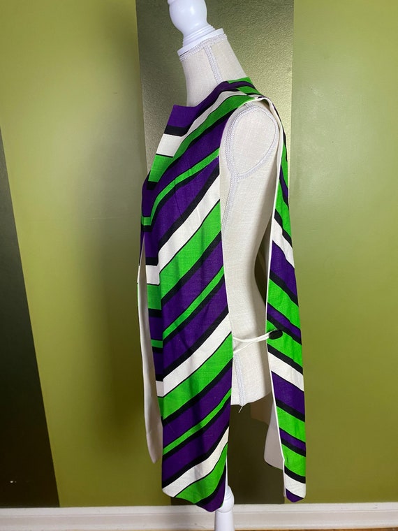 Vintage 1960’s green, purple and white stripe ope… - image 4