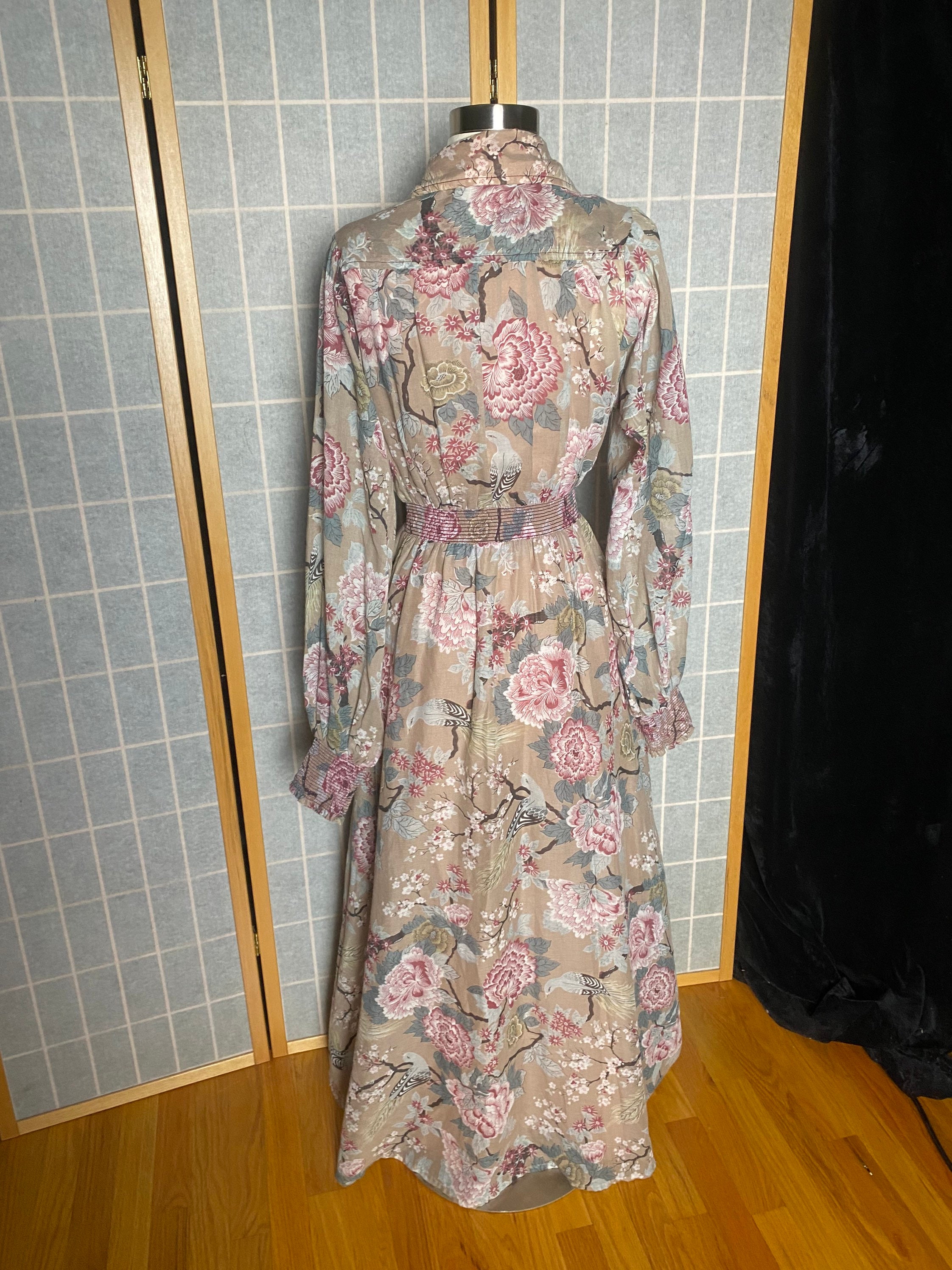 Vintage 1970s Light Brown Purple Floral Peasant Dress With - Etsy