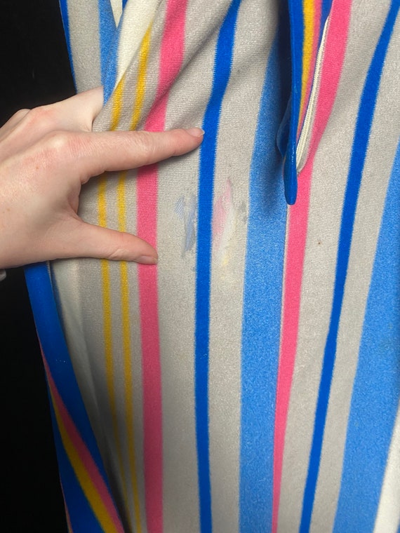 Vintage 1970’s colorful stripe fuzzy onesie robe,… - image 6