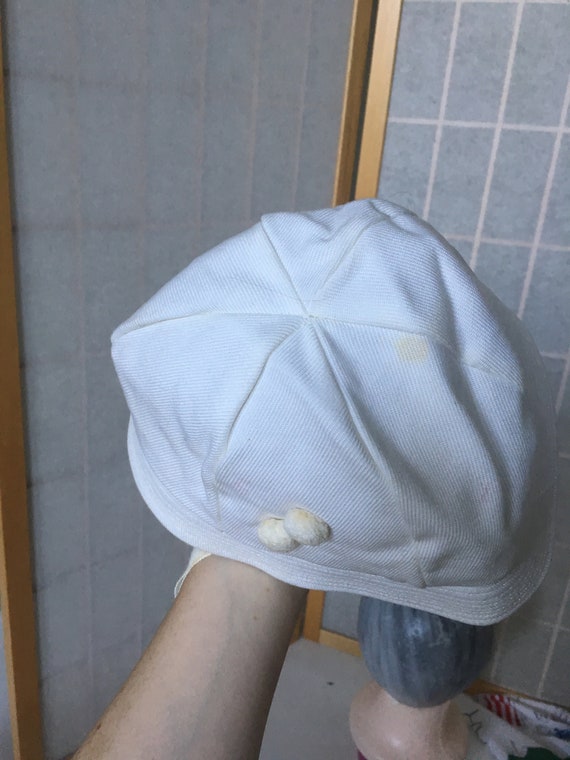 Vintage 1980's Little White Sailor Hat with Back … - image 5