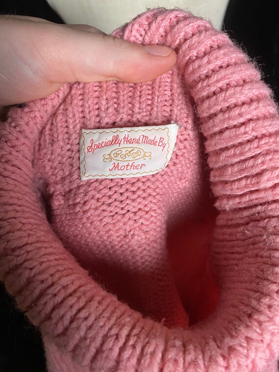 Vintage handmade 1970’s pink turtleneck sweater, … - image 5