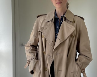 Vintage Burberry Double Breasted Trench Coat With Lining, Size 44