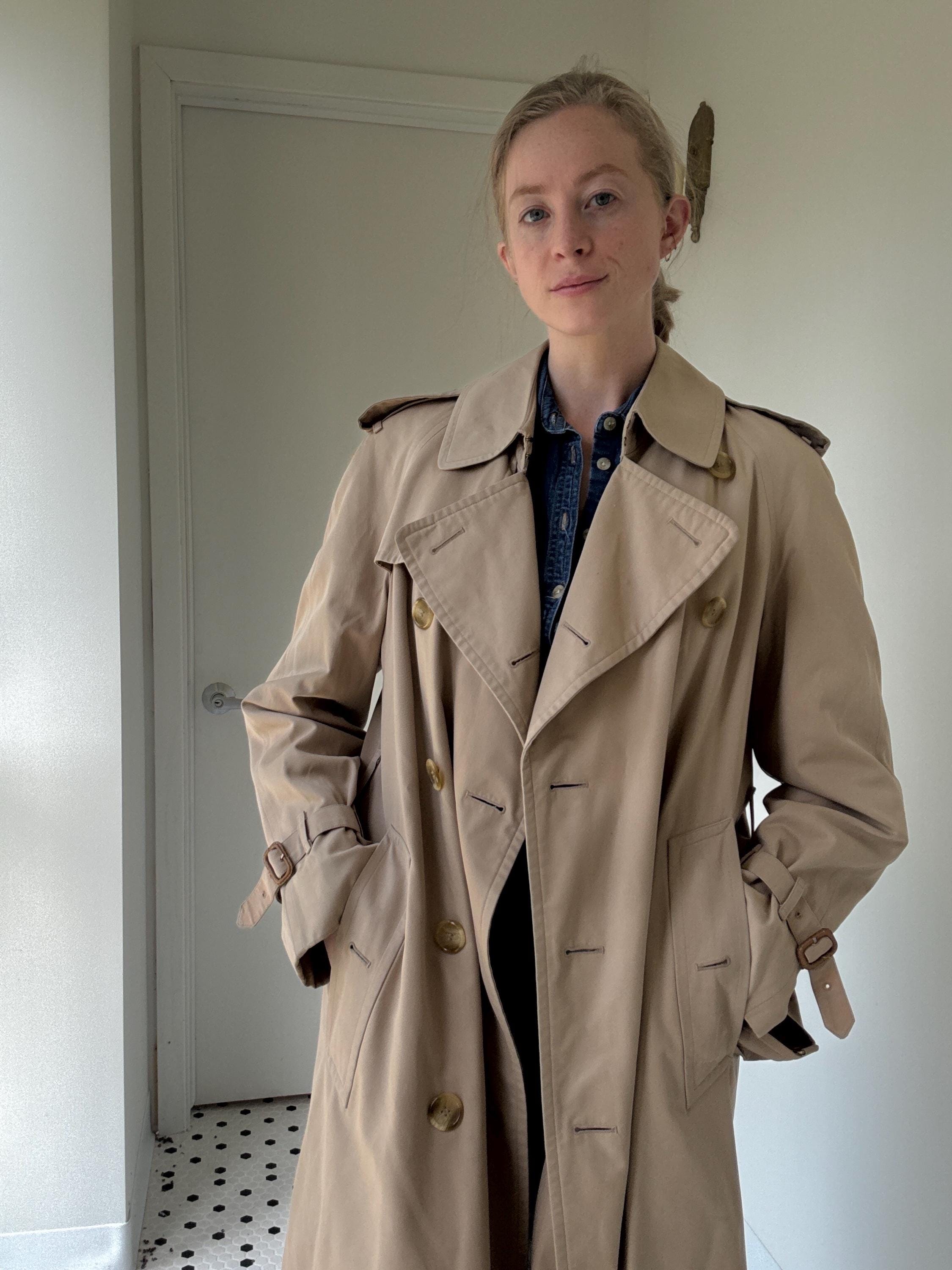Vintage Burberry Double Breasted Trench Coat With Lining, Size 44