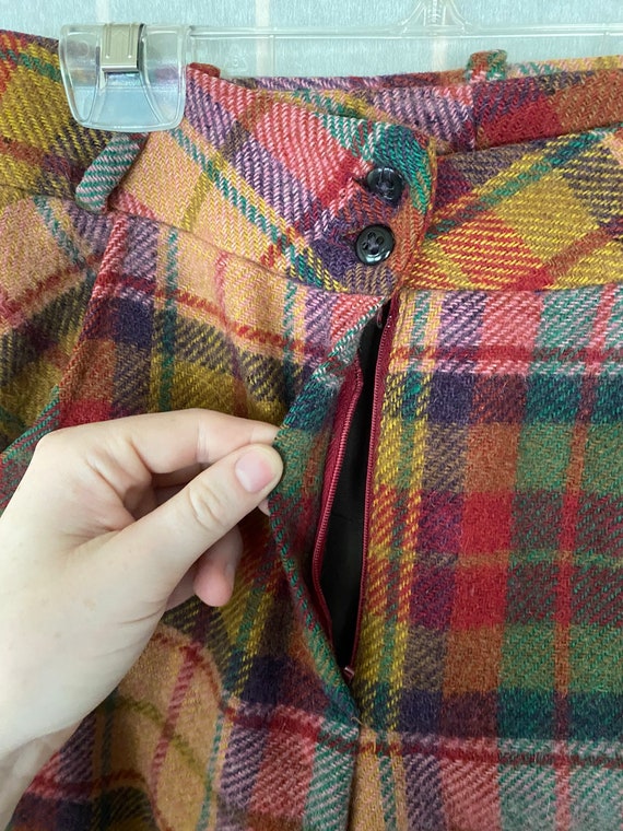 Vintage 1960’s colorful wool plaid pants, trousers - image 2