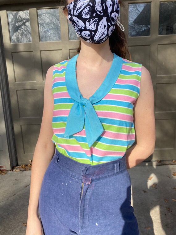 Vintage 1960’s 1970’s green, pink, blue and white