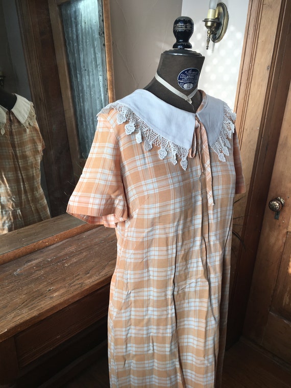 Vintage 1960's Yellow and White Plaid Dress with … - image 2