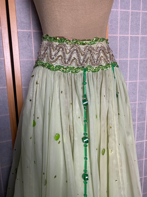 Vintage 1950’s green belly dancer costume skirt, … - image 3