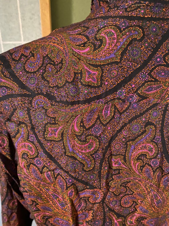 Vintage 1980’s purple paisley long sleeve blouse,… - image 6