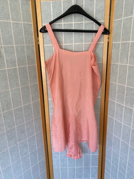 Vintage antique pink silk step in chemise, teddy,… - image 8