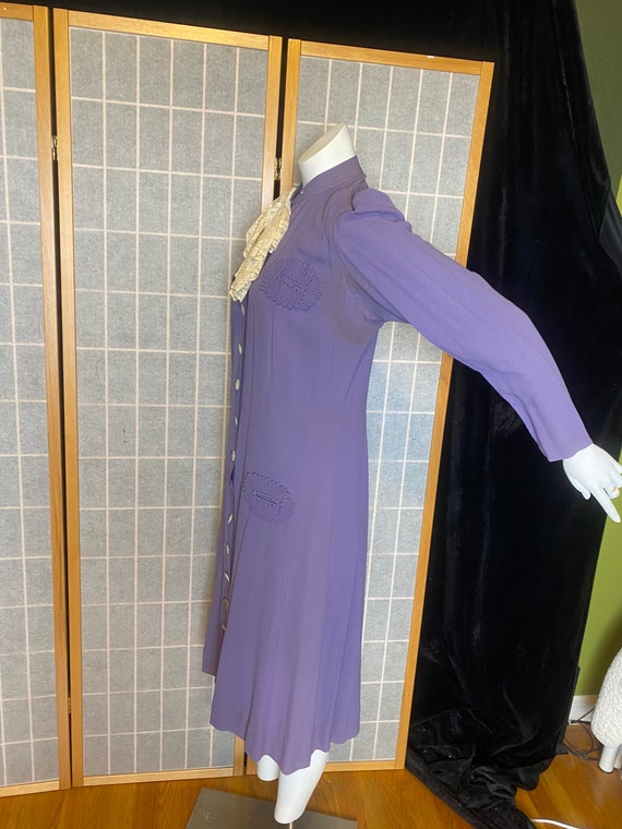 Vintage 1940’s purple long sleeve crepe dress wit… - image 5